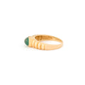 Emerald Cabochon And 14k Ribbed Gold Ring