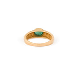 Emerald Cabochon And 14k Ribbed Gold Ring