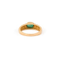 Emerald Cabochon And 14k Ribbed Gold Ring