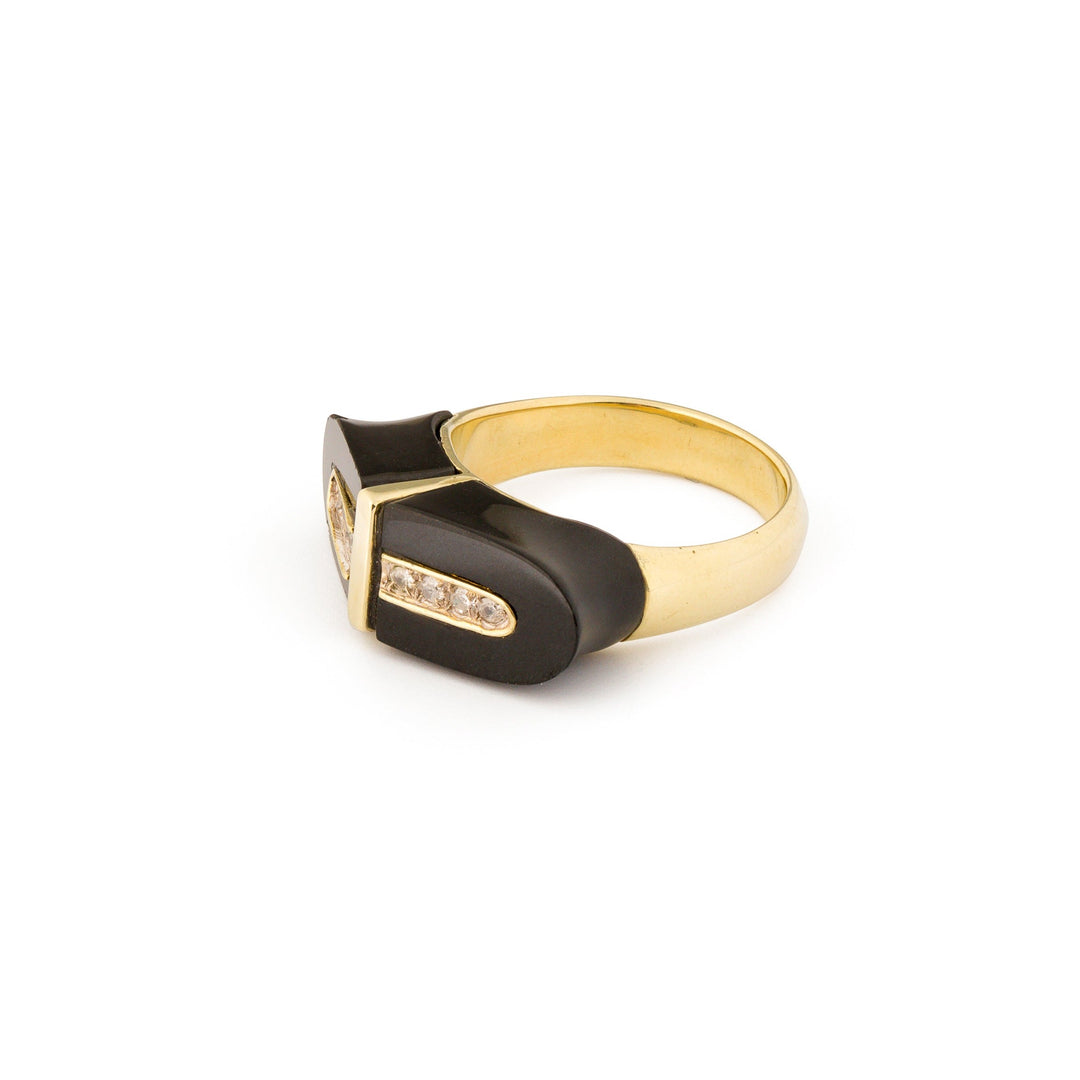 Onyx and Diamond 14k Gold Ring