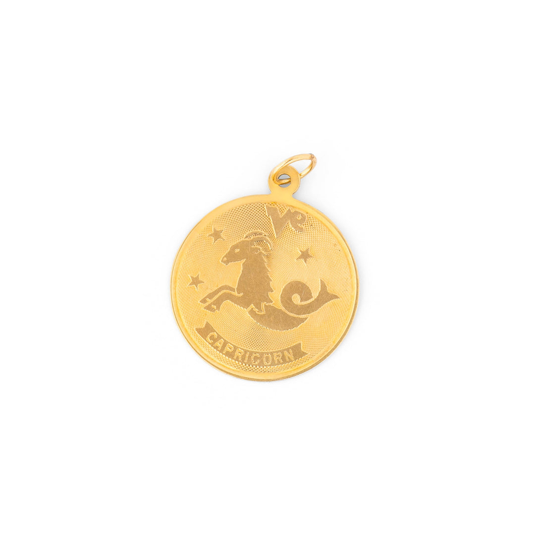 Capricorn 14k Gold Disc Zodiac Charm