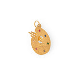Rainbow Glass Stone and 14K Gold Artist Palette Charm