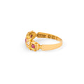 English Victorian Ruby, Old Mine Cut Diamond, and 18k Gold Ring