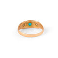 English Victorian Turquoise, Diamond, and 15k Gold Starburst Ring