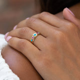 English Victorian Turquoise, Spinel, and 15k Gold Starburst Ring