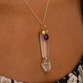 Clear Crystal, Amethyst, and 18K Gold Figa Charm Pendant
