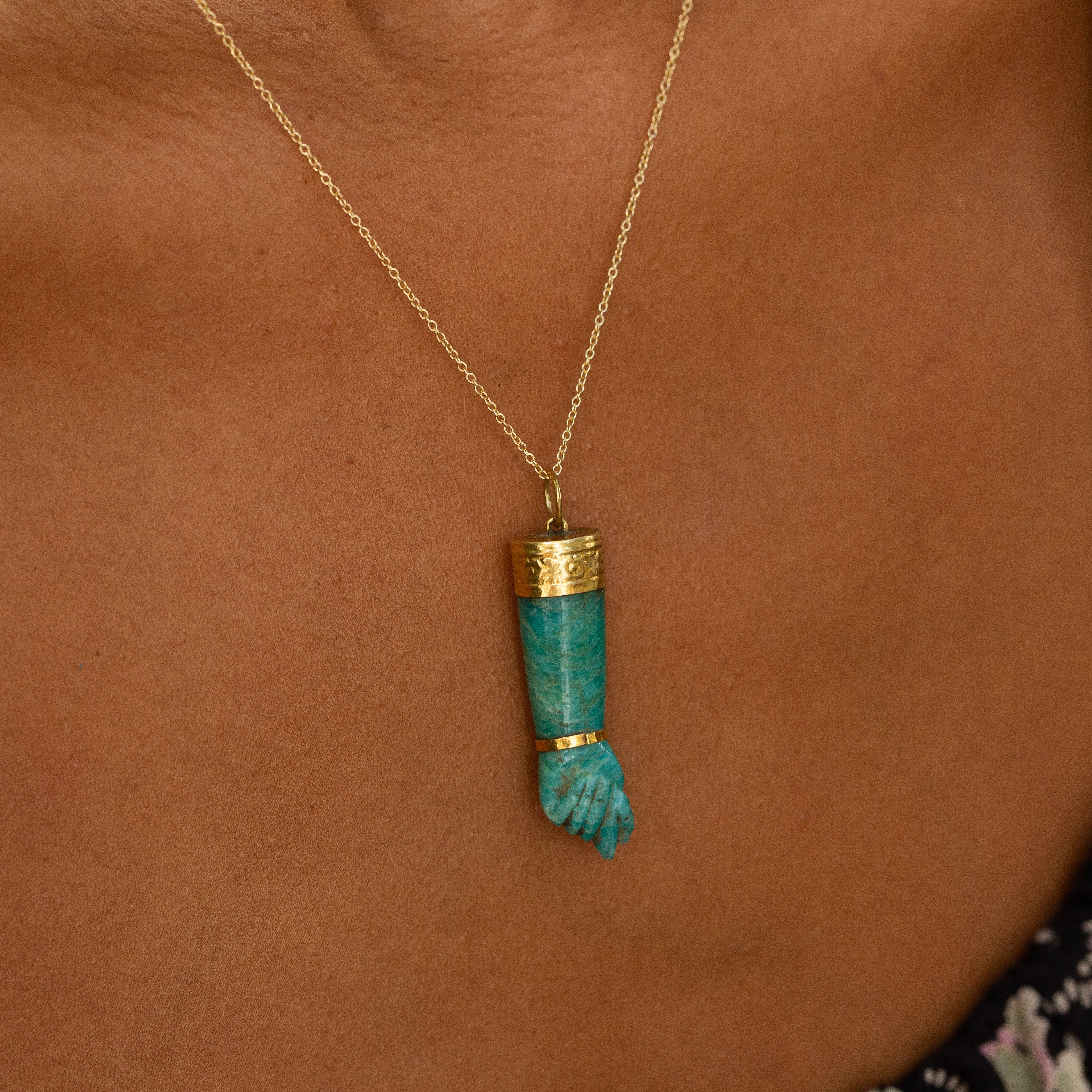 Amazonite and 18k Gold Figa Charm