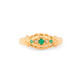 English Victorian Emerald, Rose Cut Diamond, and 18k Gold Ring