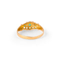 English Victorian Emerald, Rose Cut Diamond, and 18k Gold Ring