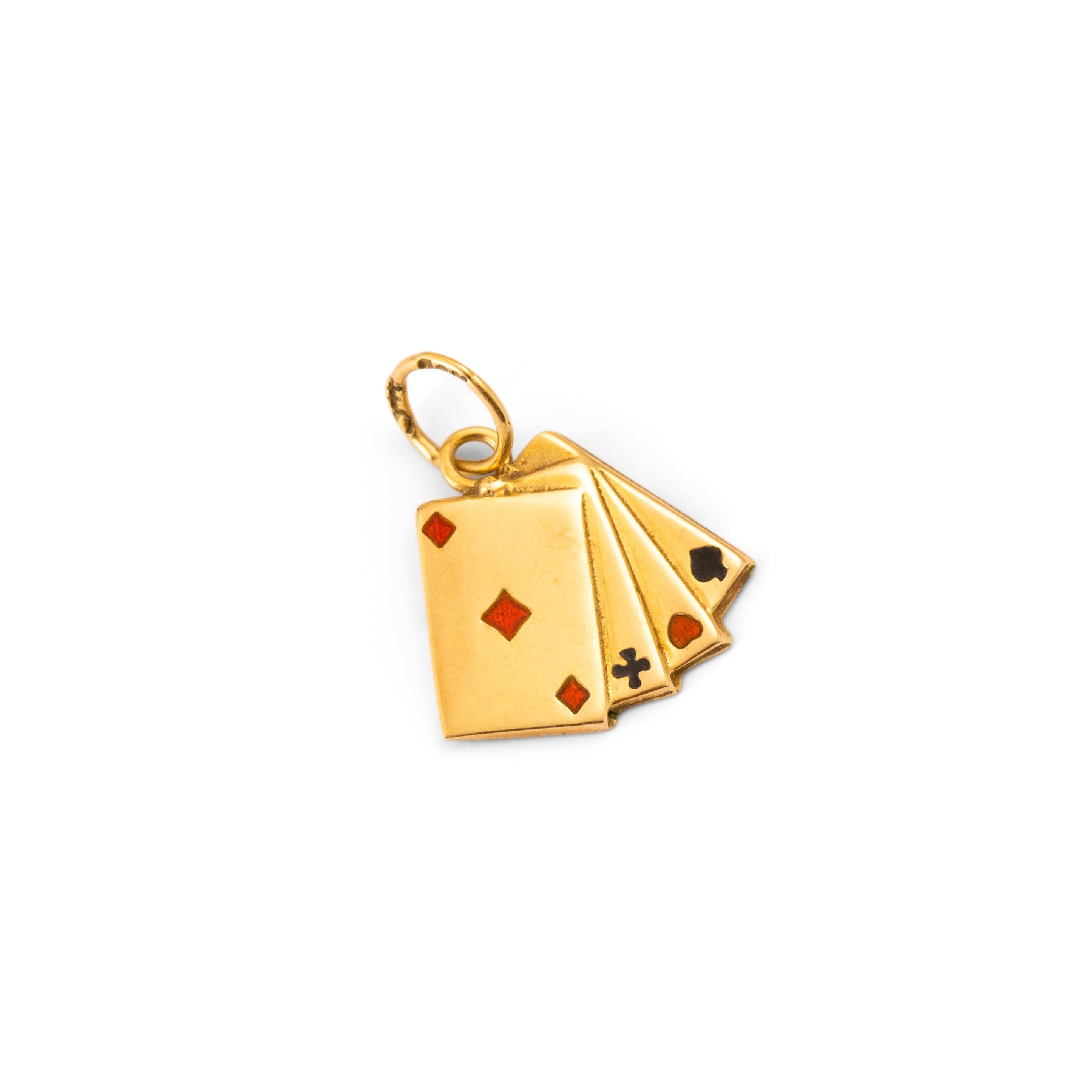 Four Aces Enamel and 14k Gold Card Charm