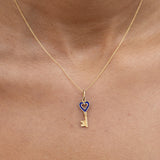 Italian Enamel and 14K Gold Heart-Shaped Key Charm