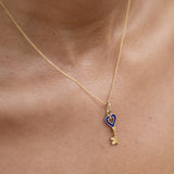 Italian Enamel and 14K Gold Heart-Shaped Key Charm