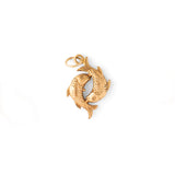 English Double Fish 9K Gold Pisces Zodiac Charm
