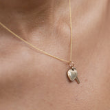 Heart And Key 14k Yellow Gold Charm