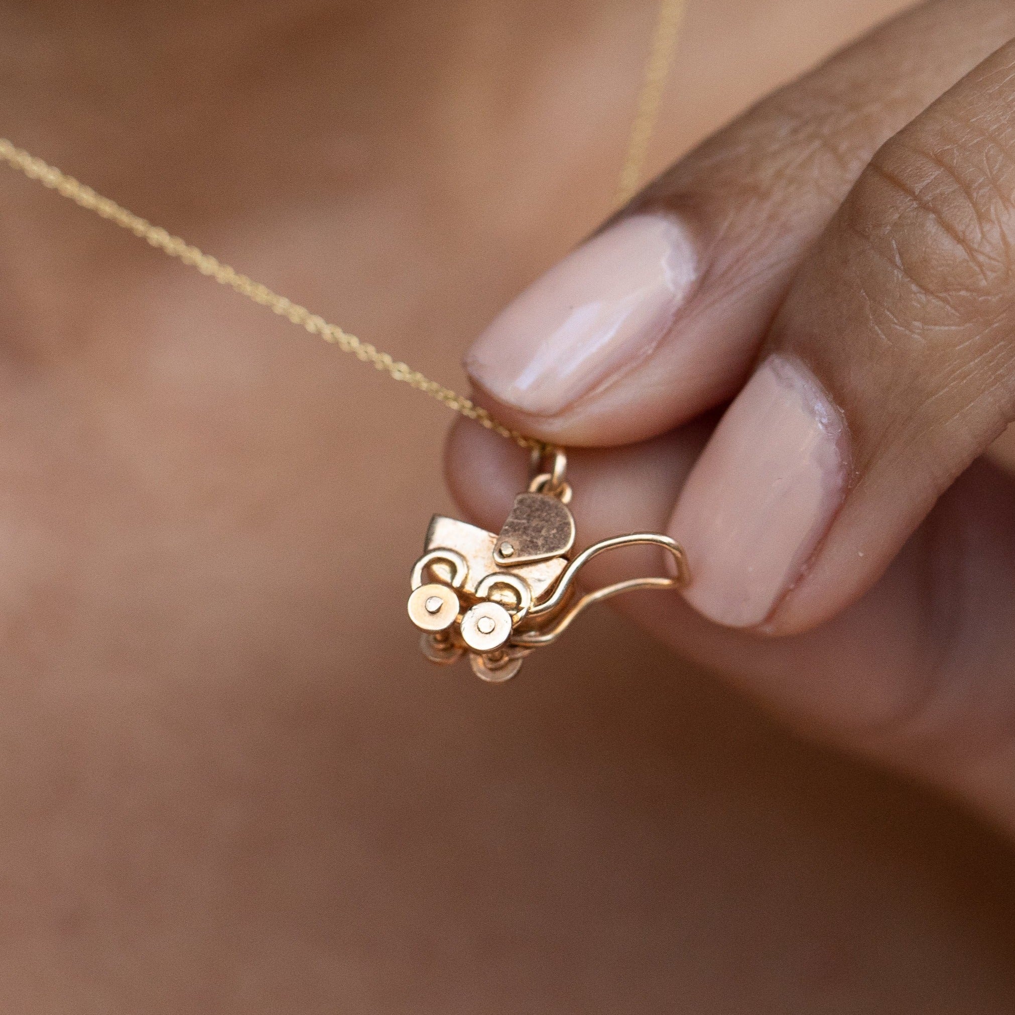 Movable 14K Gold Baby Carriage Charm