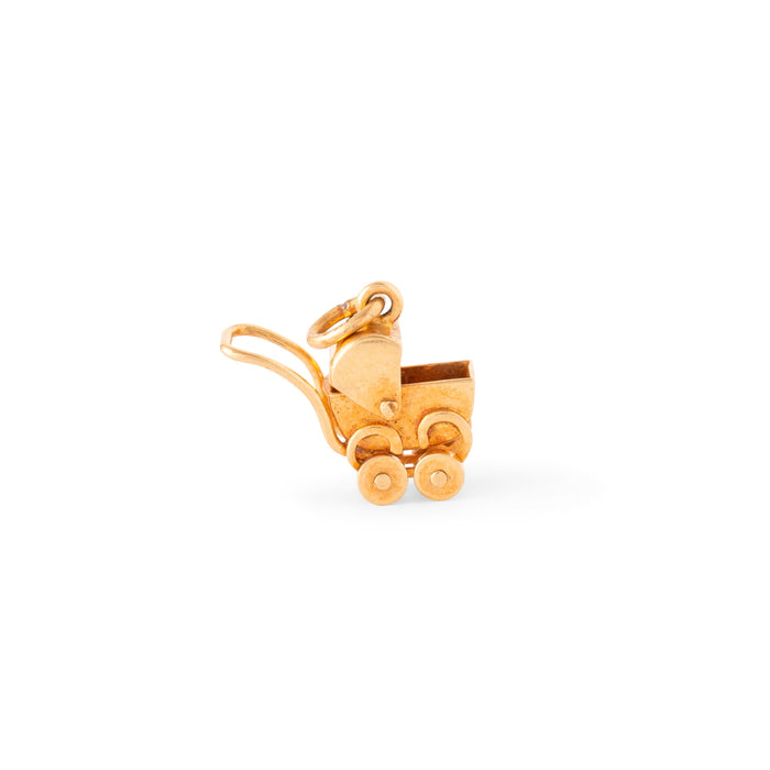 Movable 14K Gold Baby Carriage Charm