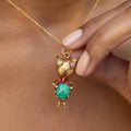 Italian Glass Stone and 18K Gold Cat Charm