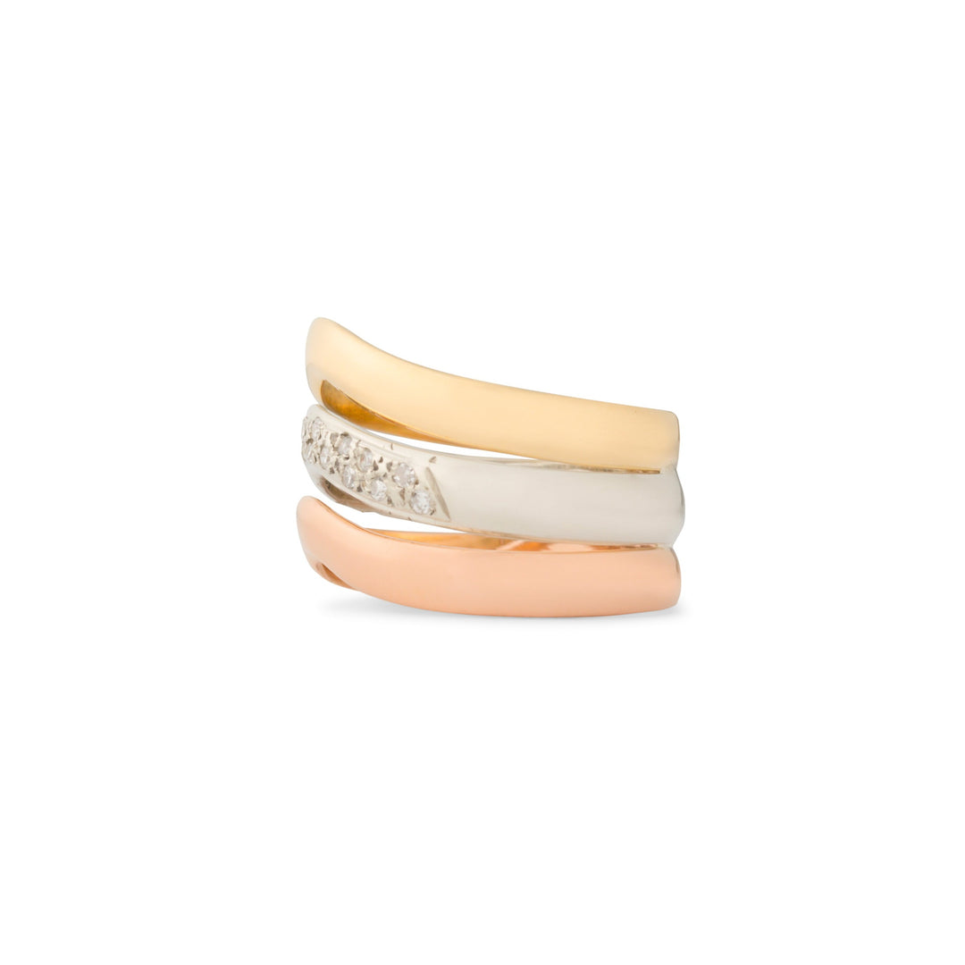 Diamond and 18K Tri-Color Gold Ring