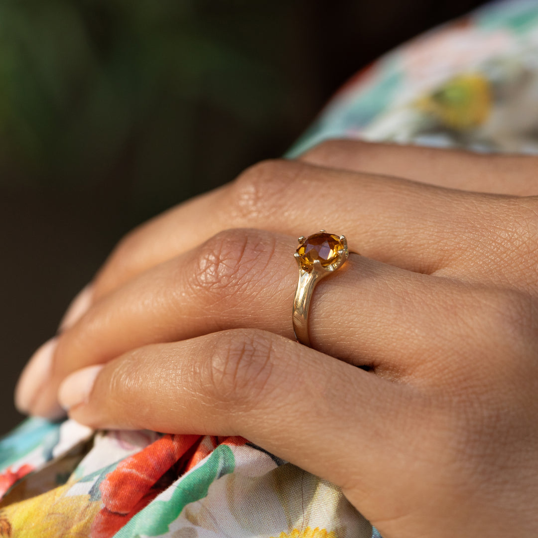 Citrine and 14k Gold Solitaire Ring