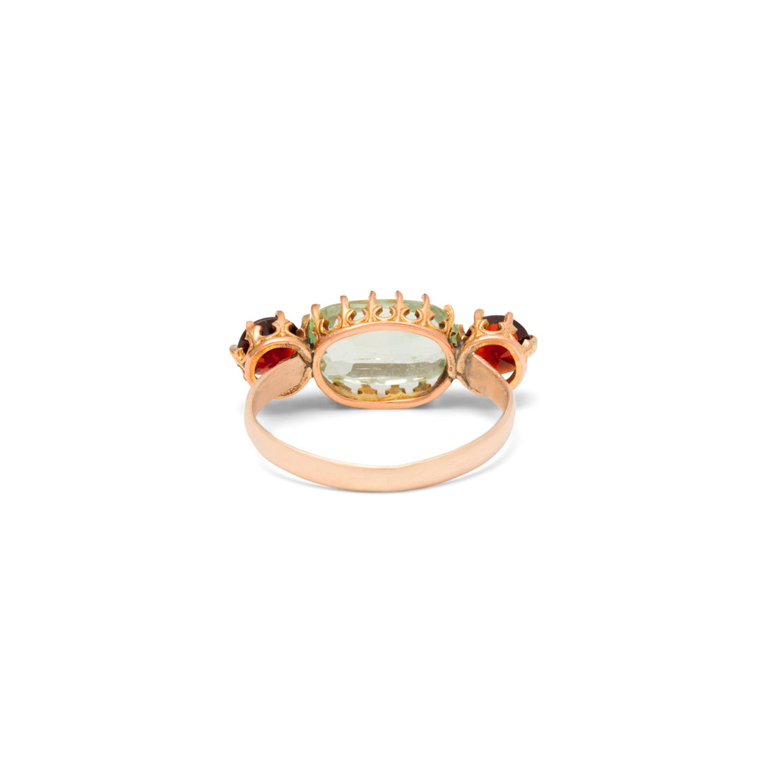 Aquamarine, Garnet, and Gold Ring