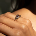 Victorian Garnet, Citrine, and 10k Gold Engraved Ring