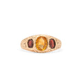 Victorian Garnet, Citrine, and 10k Gold Engraved Ring