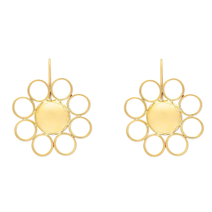 Large 14K Gold Flower Earrings