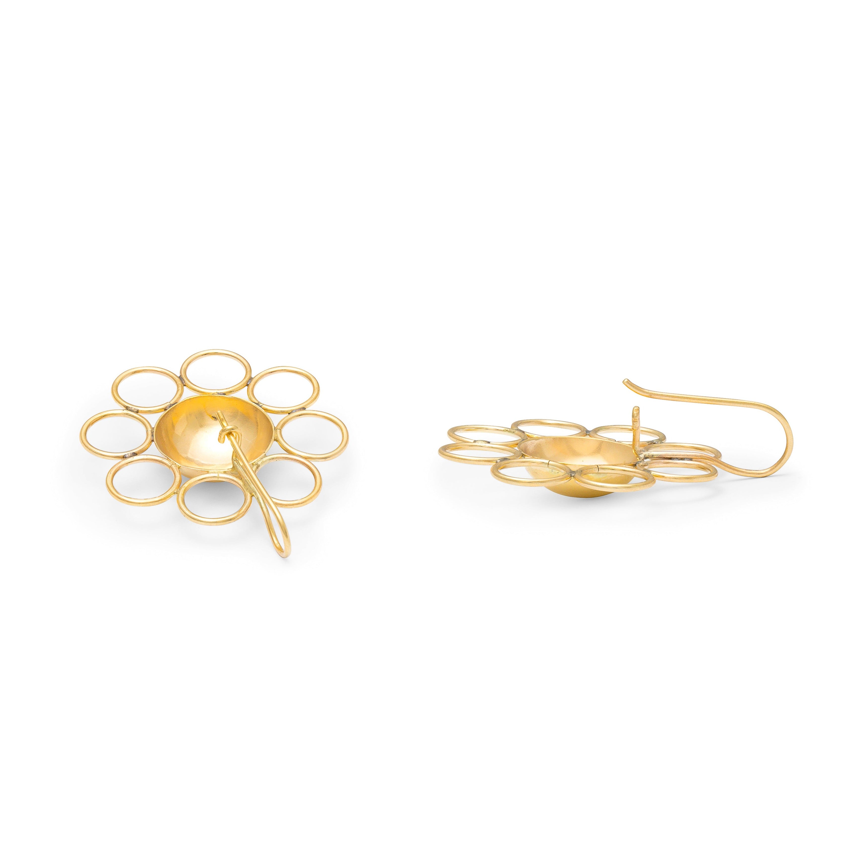 Large 14K Gold Flower Earrings