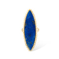 Large Lapis Lazuli and 14k Gold Navette Ring