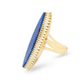 Large Lapis Lazuli and 14k Gold Navette Ring