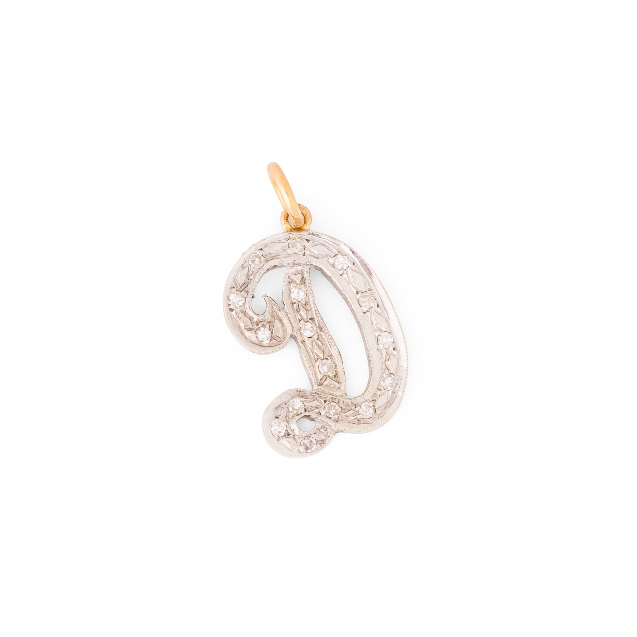 Letter "D" Diamond and 14K Gold Charm