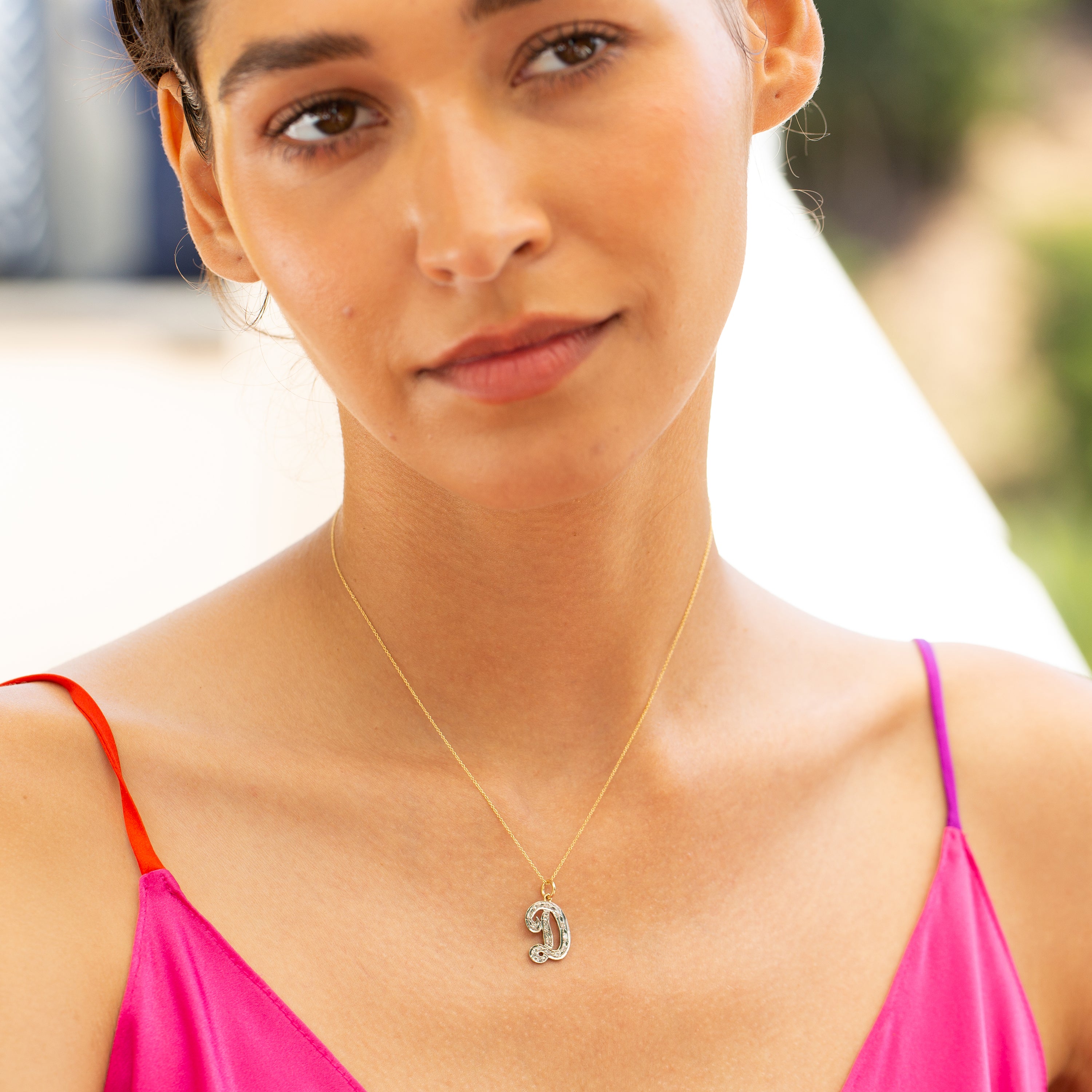 Letter "D" Diamond and 14K Gold Charm