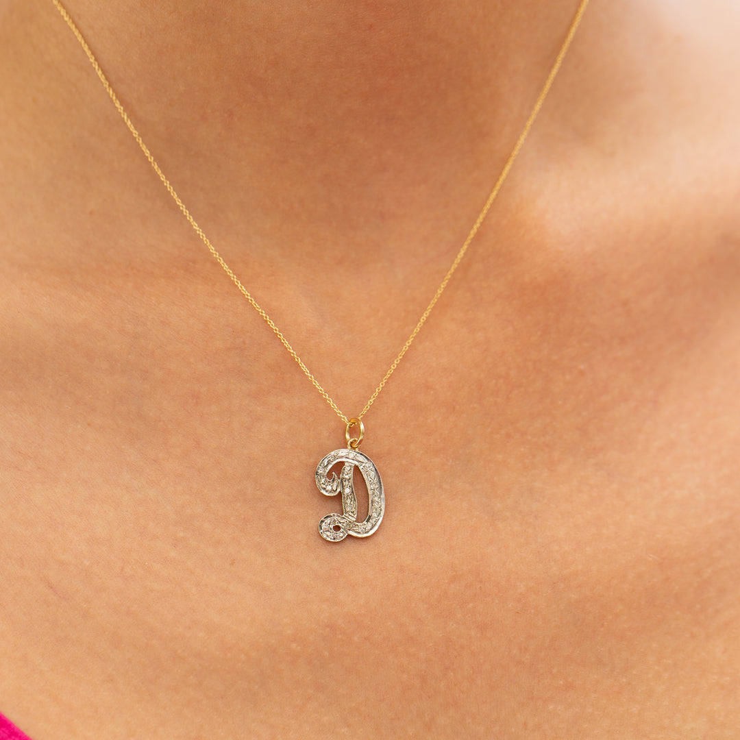 Letter "D" Diamond and 14K Gold Charm