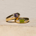 Tourmaline, Amethyst, Diamond, and 18k Gold Ring Set