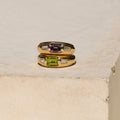 Tourmaline, Amethyst, Diamond, and 18k Gold Ring Set