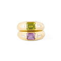 Tourmaline, Amethyst, Diamond, and 18k Gold Ring Set