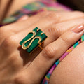 Aries 18k Gold and Malachite Zodiac Ring