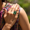 Aries 18k Gold and Malachite Zodiac Ring