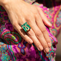 Aries 18k Gold and Malachite Zodiac Ring