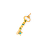 Turquoise and 14K Gold Key Charm