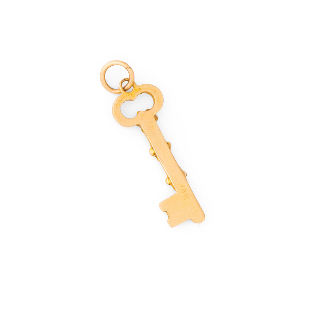 Turquoise and 14K Gold Key Charm