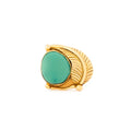 Green Turquoise and 14k Gold Leaf Ring