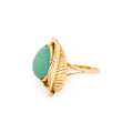 Green Turquoise and 14k Gold Leaf Ring