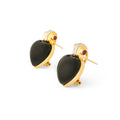 Heart Onyx, Diamond, Ruby, and 18k Gold Earrings