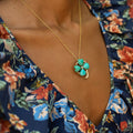 Turquoise Heart Clover, Diamond, and 14K Gold Pendant