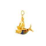 Italian Palaemon God Enamel and 18K Gold Charm
