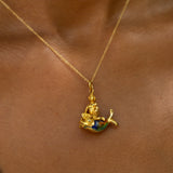 Italian Palaemon God Enamel and 18K Gold Charm