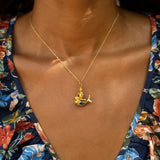 Italian Palaemon God Enamel and 18K Gold Charm