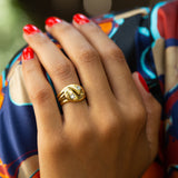 English Double Diamond Snake and 18k Gold Ring