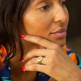 English Double Diamond Snake and 18k Gold Ring